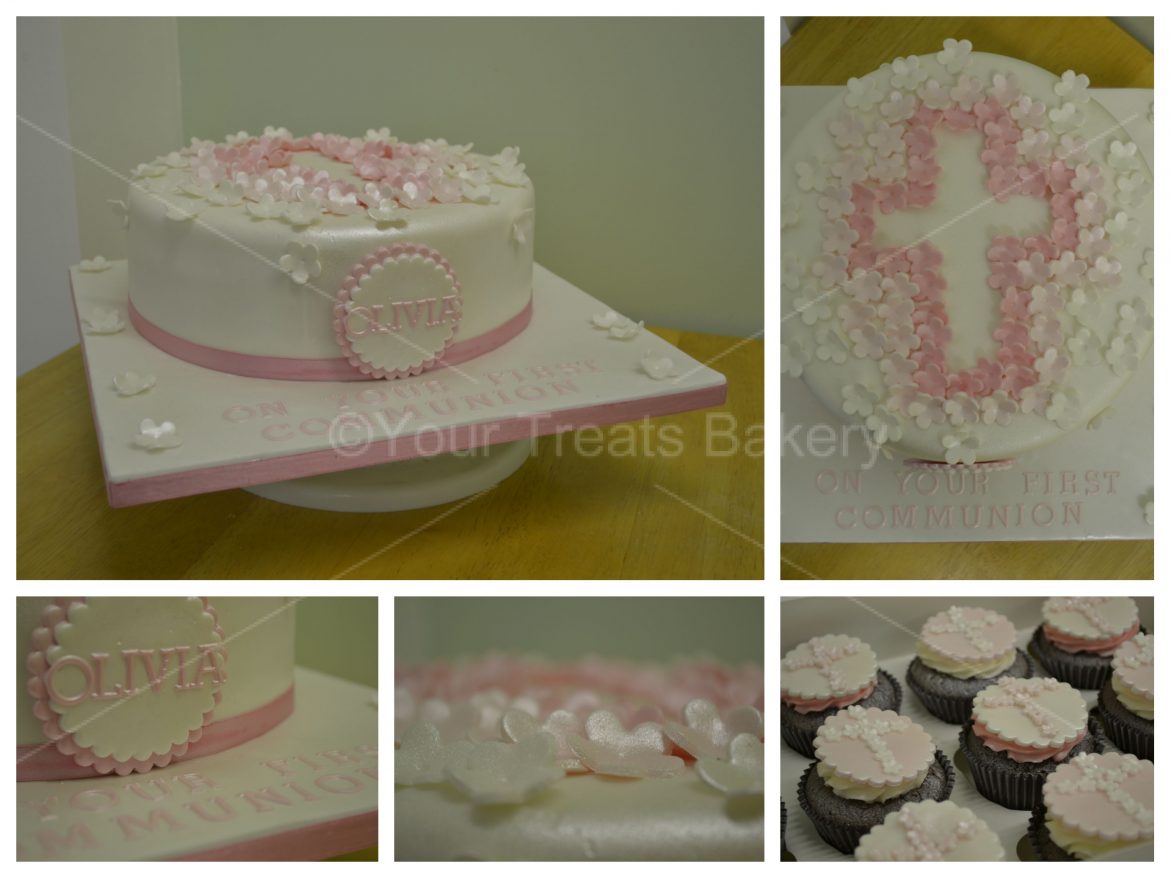 Flower Cross Christening Cake