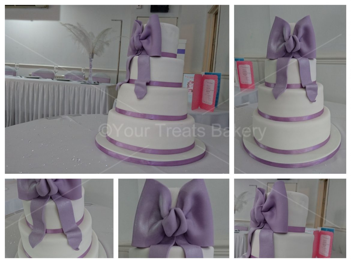 Lilac Bow Wedding Cake