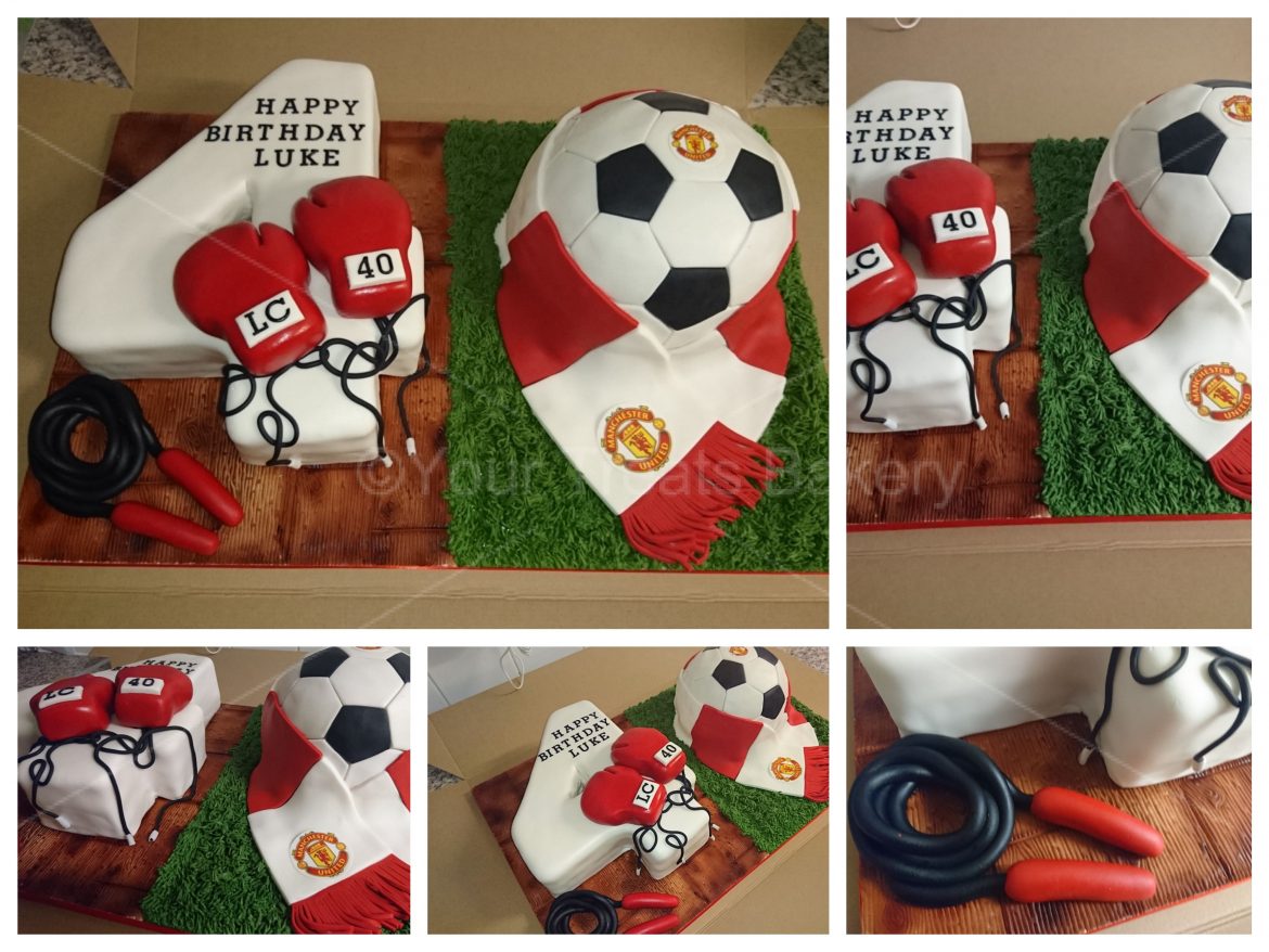 Number 40 Boxing Football Man United Cake