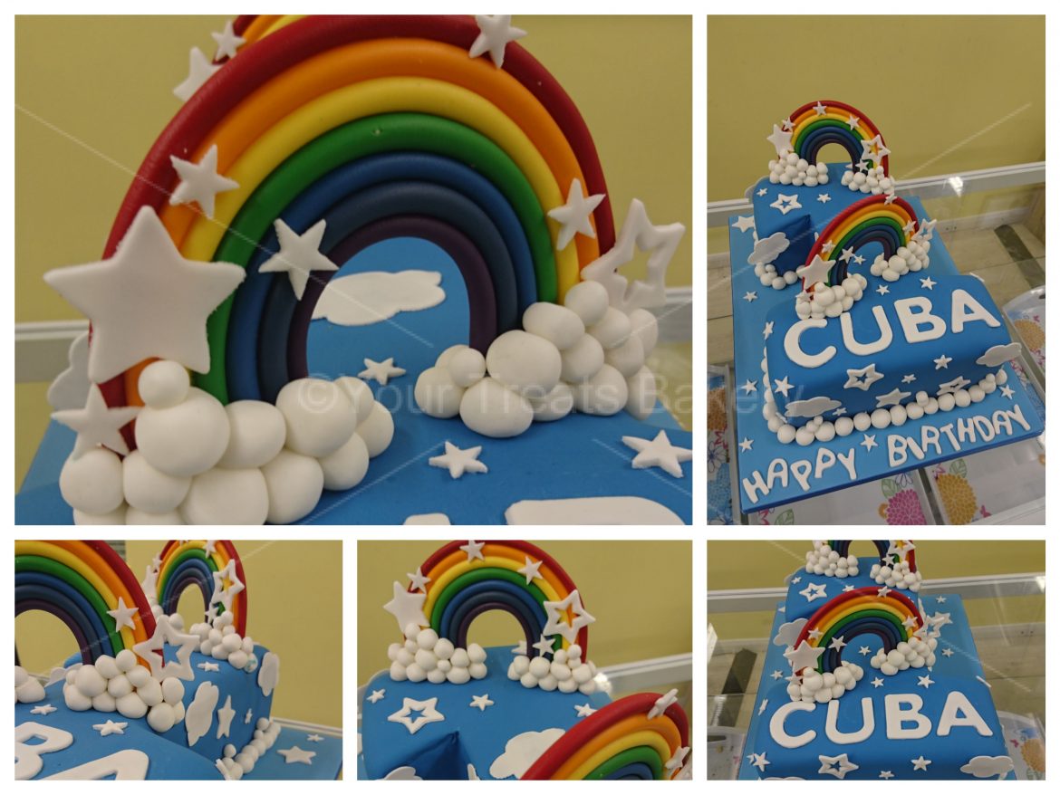 Number 1 Rainbow Stars Cake