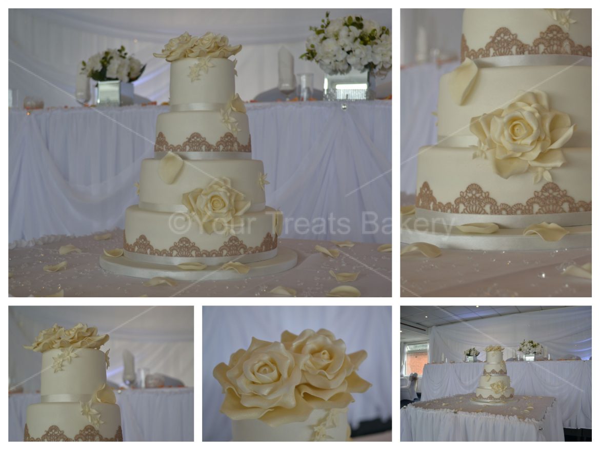 Roses Lace Wedding Cake