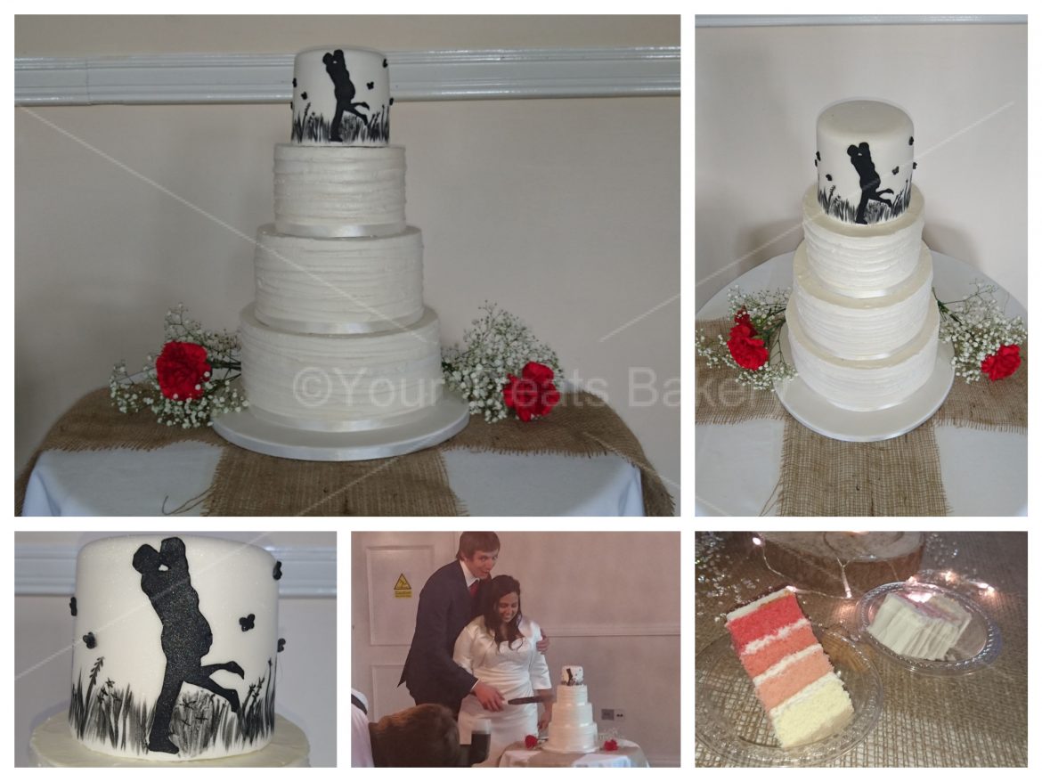 Silhouette Kissing Wedding Cake