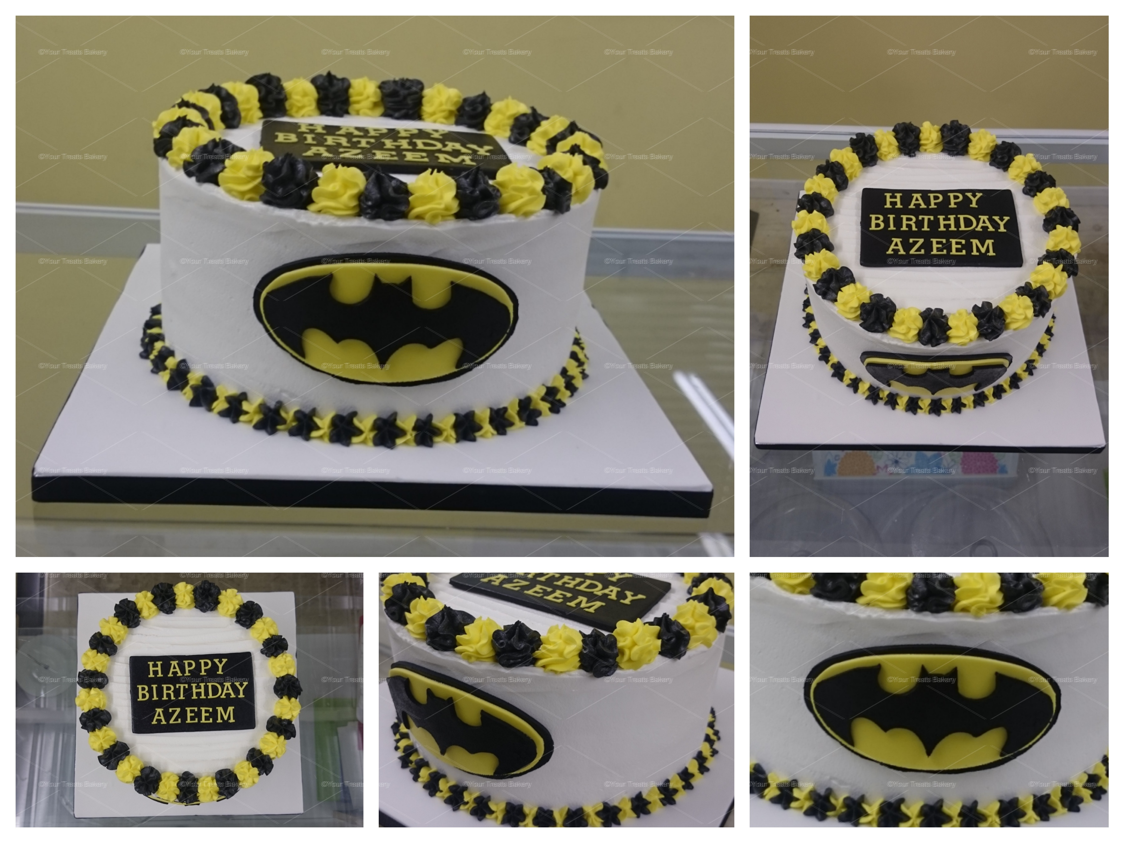 Cute Homemade Yellow Batman Symbol Birthday Cake