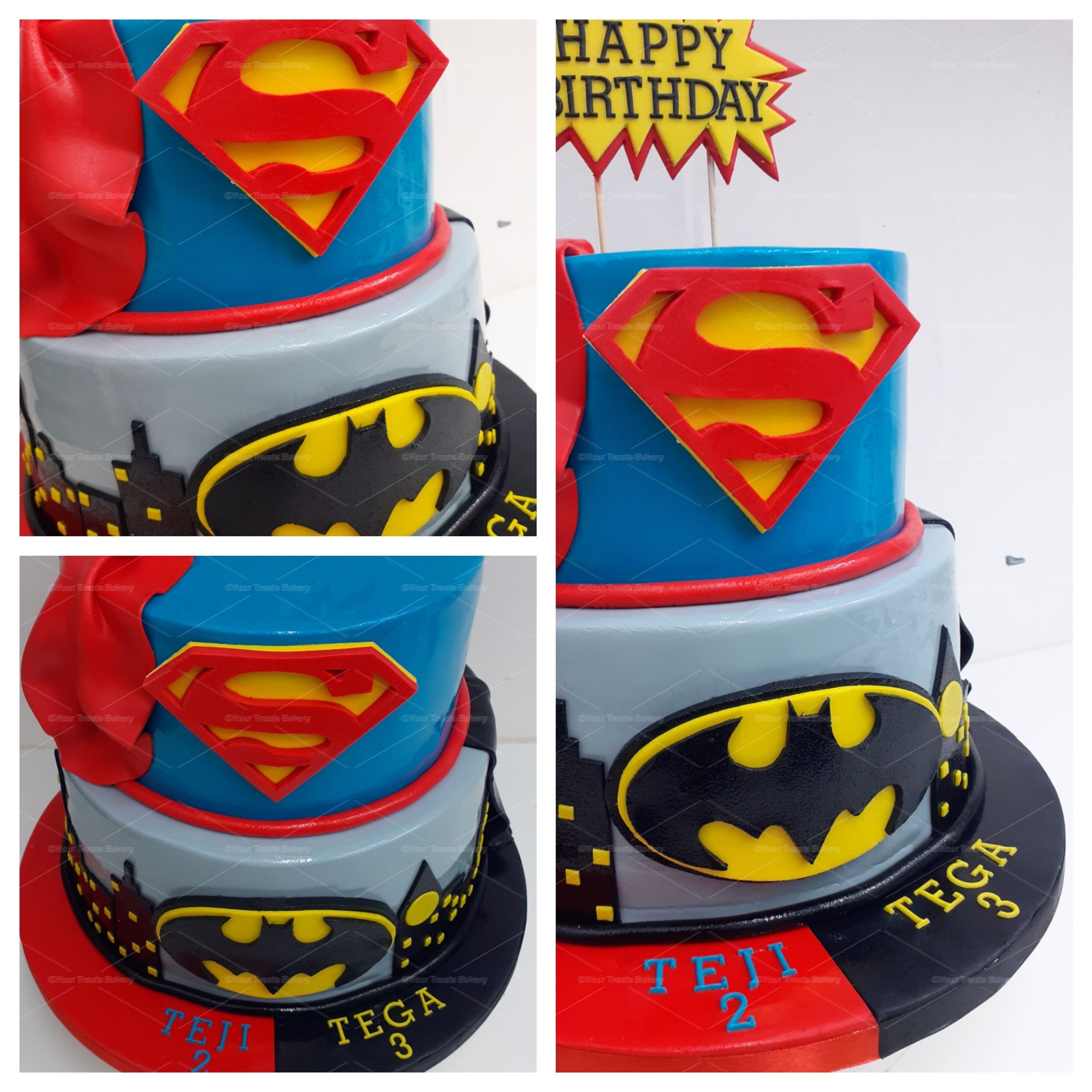 Spiderman & Batman Birthday Cake - Your Treats Bakery